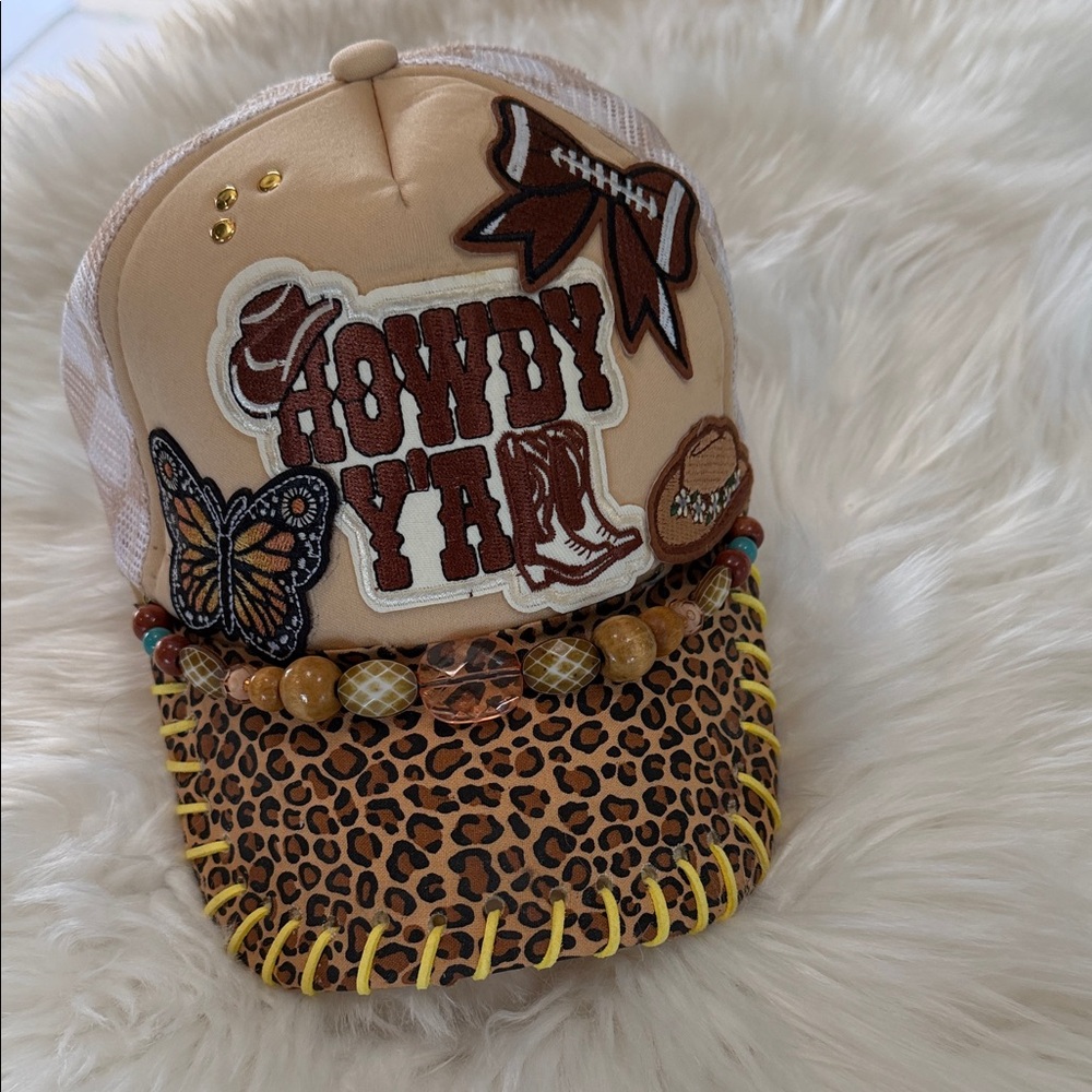 Leopard Brim Trucker Hat with 'Howdy Y'all' Patch
